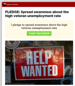 'Spread awareness about the high veteran unemployment rate I Support Veterans I causes_com'