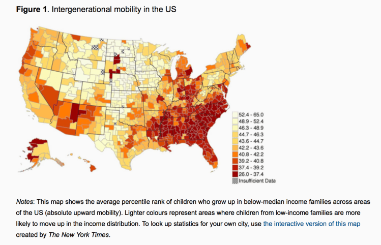 Intergenerational mobility in the US / A Map | Job Market Monitor